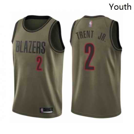 Youth Portland Trail Blazers 2 Gary Trent Jr Swingman Green Salute to Service Basketball Jersey